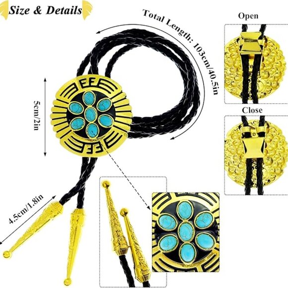 Indian Turquoise Bolo Tie - Picture 3 of 5
